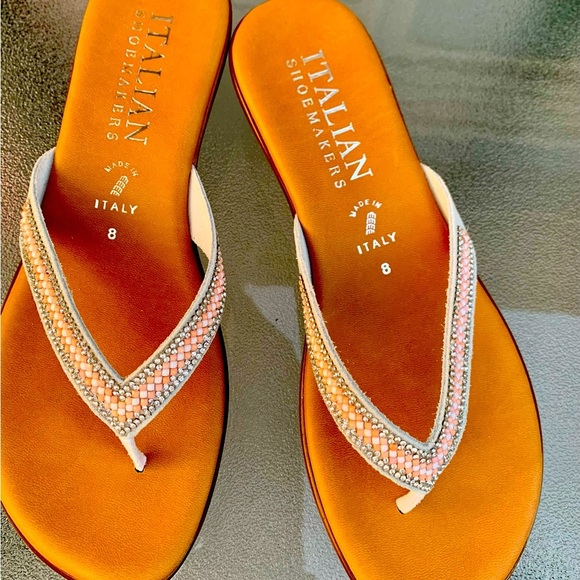Italian Shoemakers Tan and Peach Wedge Sandals NWT - 8 - Picture 13 of 14
